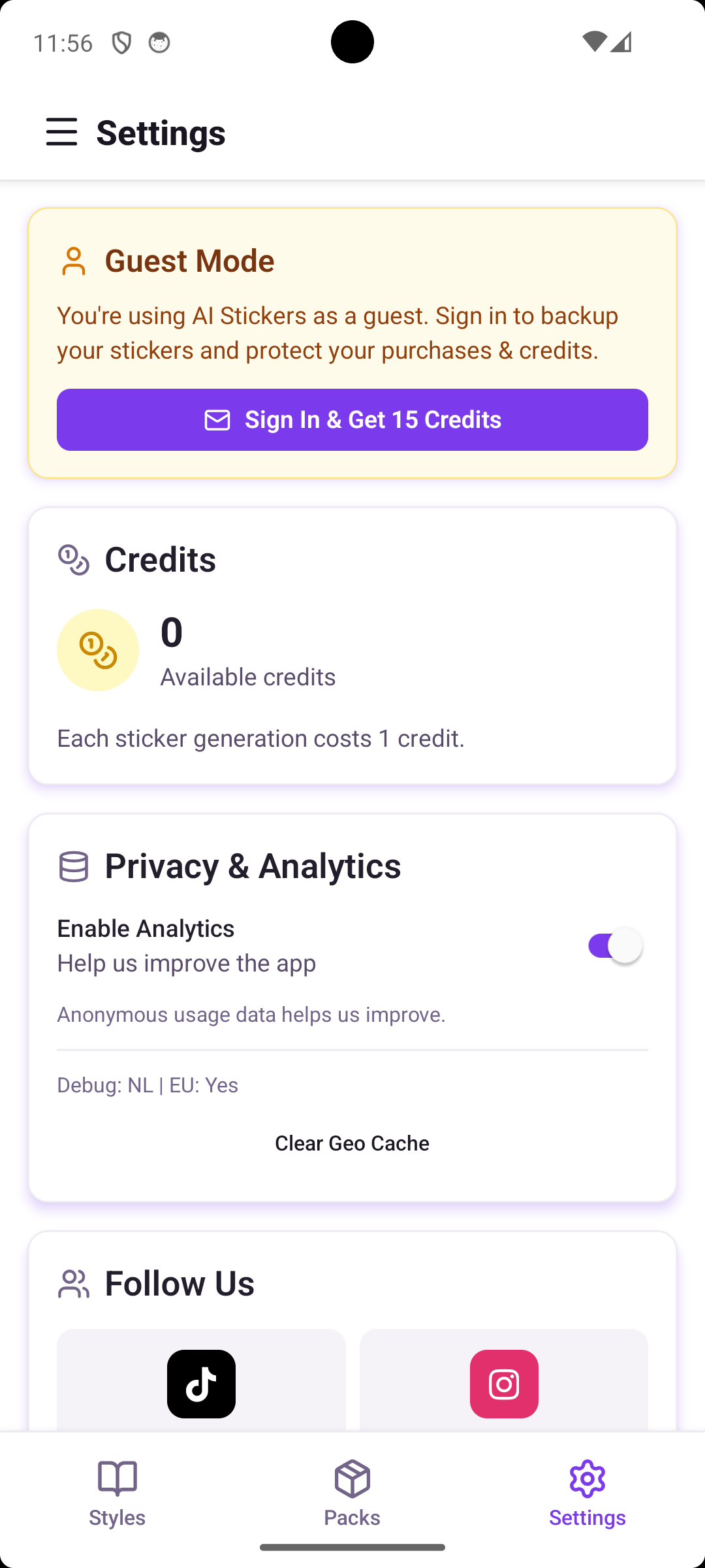 Export options screen with use-case organization